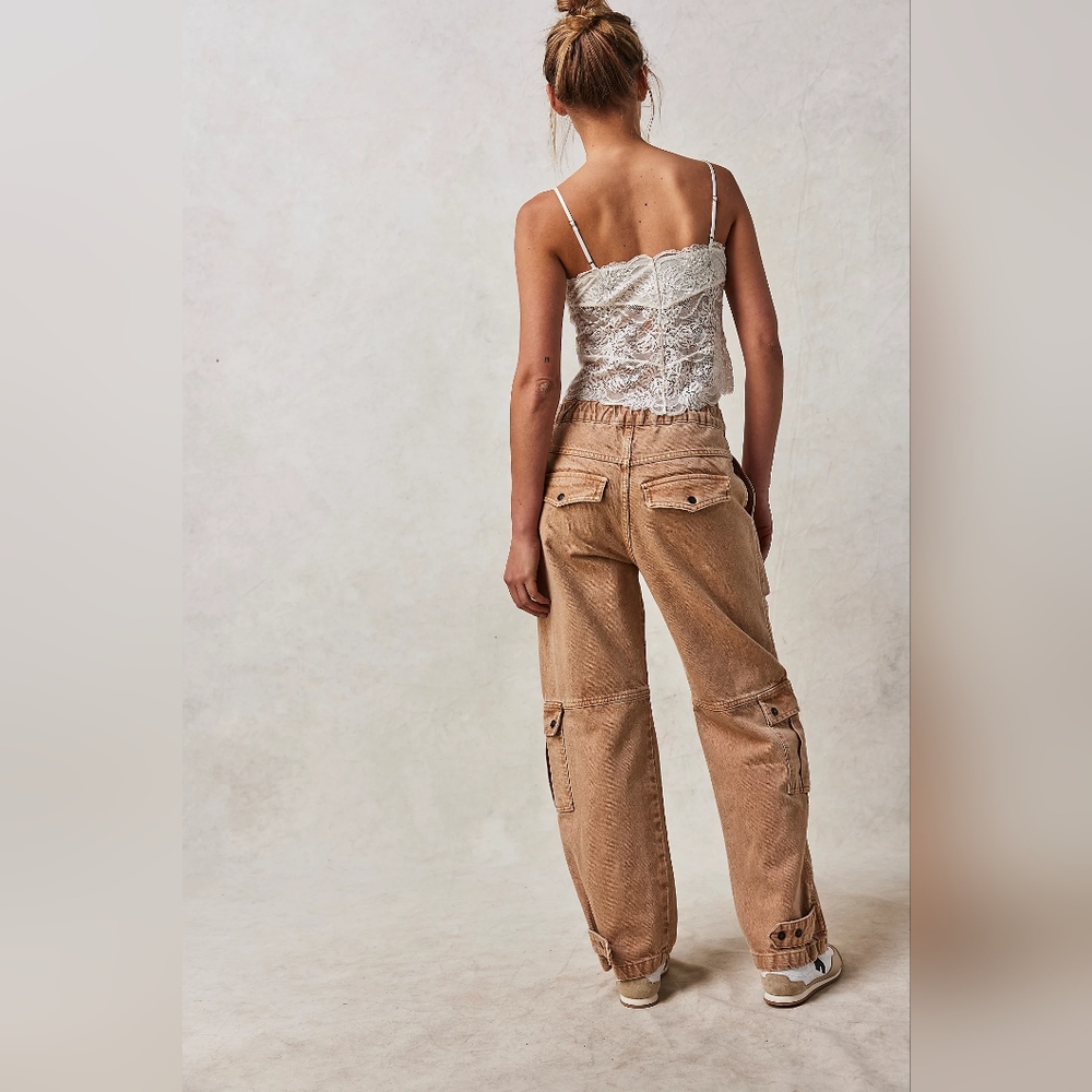 Free People Tan Wide Leg Jeans - Picture 5 of 10